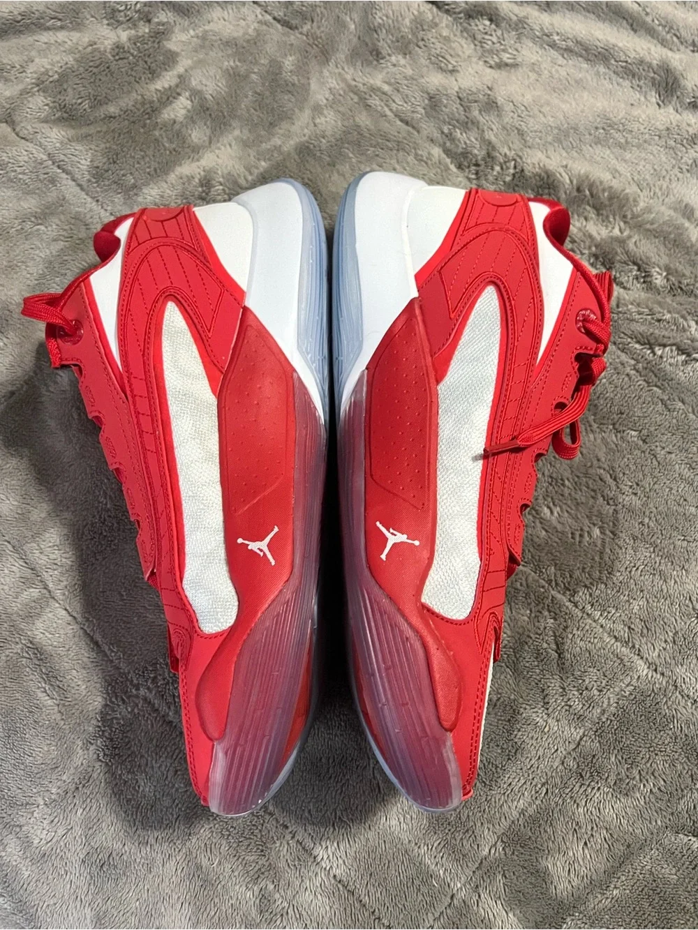 Jordan Red and White Low-Top Basketball Sneakers